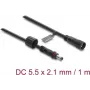 Delock cabo de extensão DC 5,5 x 2,1 mm macho para fêmea com fecho de rosca rosca M12 x 1,75 mm estanque 18 AWG, 1 m preto