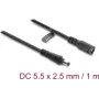 Cabo de extensão DC Delock 5,5 x 2,5 mm ficha macho para ficha fêmea com fecho de baioneta 18 AWG, 1 m preto (67392)
