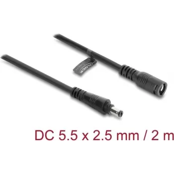 Delock cabo de extensão DC 5,5 x 2,5 mm macho para fêmea com fecho de baioneta 18 AWG, 2 m preto (67393)