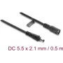 Delock cabo de extensão DC 5,5 x 2,1 mm macho para fêmea com fecho de baioneta 18 AWG, 0,5 m preto (67388)