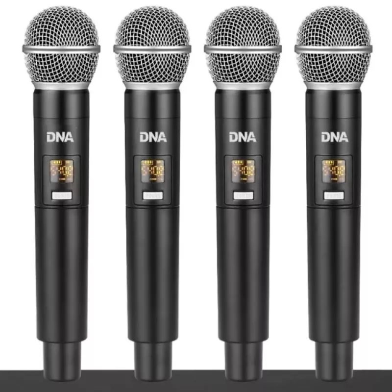 Microfone sem fios DNA QMIC4 com 4 emissores de mão
