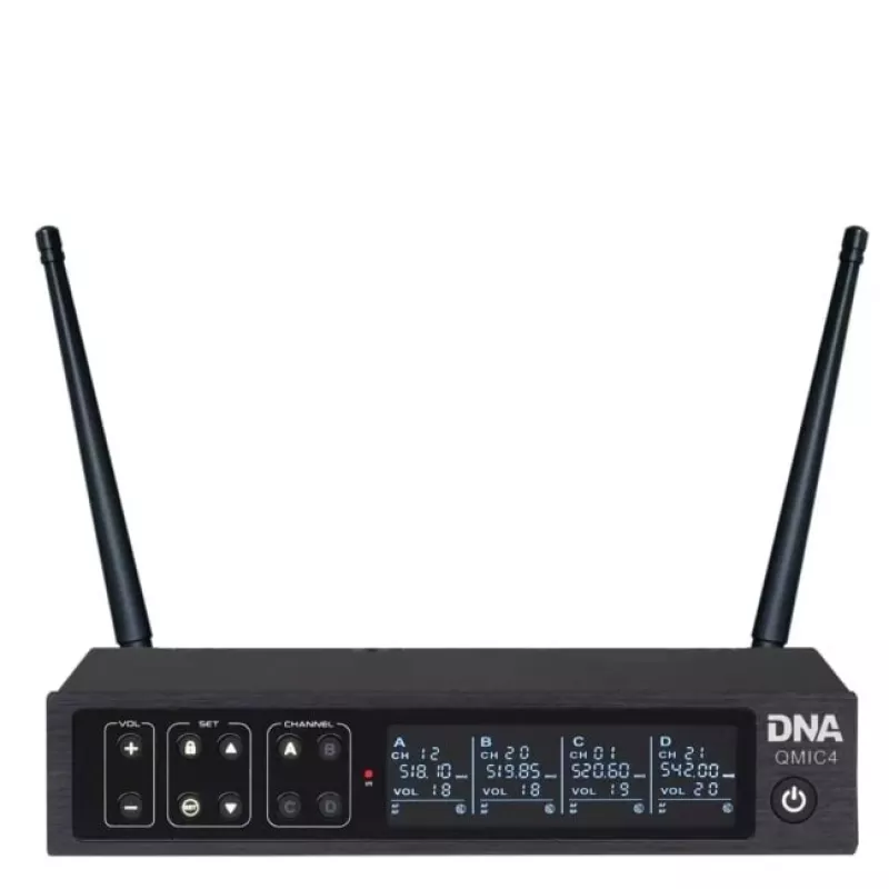 Microfone sem fios DNA QMIC4 com 4 emissores de mão