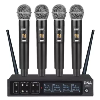 Microfone sem fios DNA QMIC4 com 4 emissores de mão