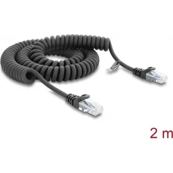 Cabo espiral RJ50 Delock macho-macho 2 m preto (91235)