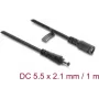Cabo de extensão DC Delock 5,5 x 2,1 mm ficha macho para ficha fêmea com fecho de baioneta 18 AWG, 1 m preto (67389)