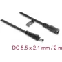 Cabo de extensão DC Delock 5,5 x 2,1 mm ficha macho para ficha fêmea com fecho de baioneta 18 AWG, 2 m preto (67390)