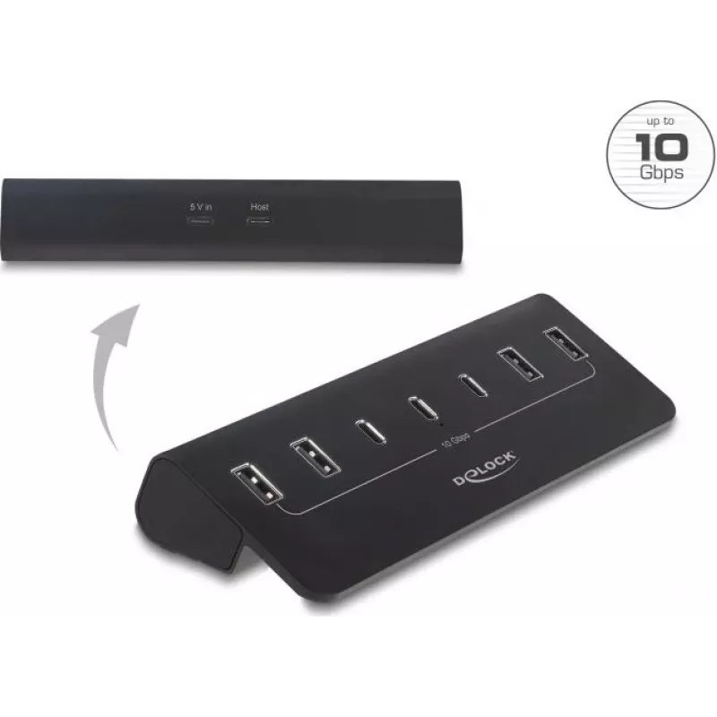 Hub USB 10 Gbps Delock com 3 portas USB Type-C e 4 portas USB Type-A (64283)
