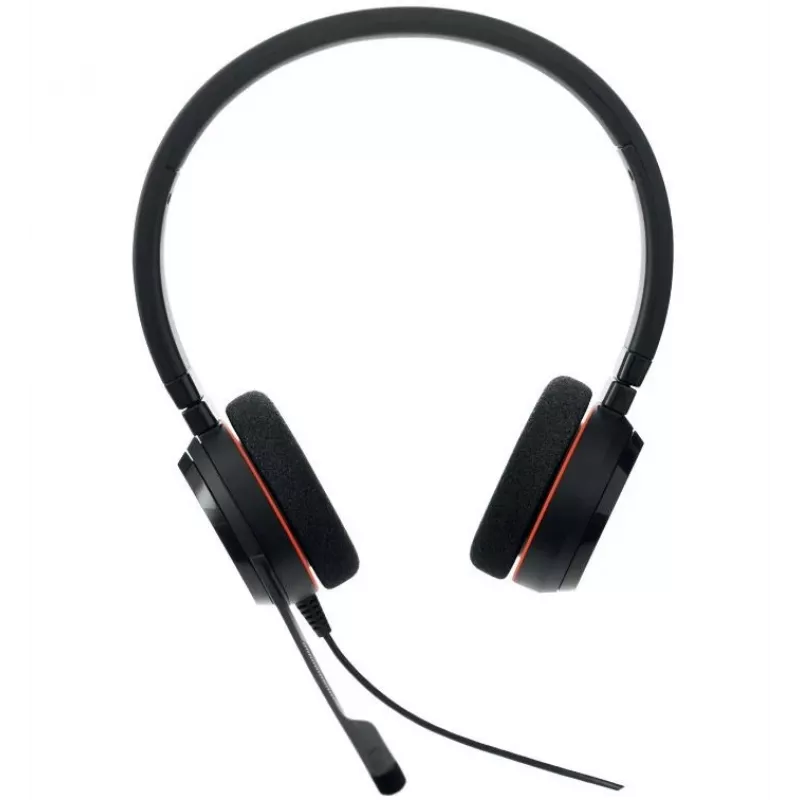 Headset on-ear Jabra Evolve 20 MS estéreo USB-C com microfone com cancelamento de ruído, preto