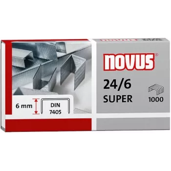 NOVUS 040-0026 Agrafos 24/6 DIN Super, 1000 Unid., Aço Galvanizado