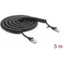 Delock cabo espiral RJ45 Cat.5e 5 m preto (88019)