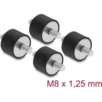 Delock Amortecedores de Vibração M8 x 1,25 mm D 30 x H 20 mm com 2 x Rosca Externa 4 Unid. Preto (60816)