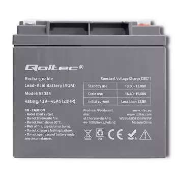 Qoltec 53035 Bateria AGM 12V 45Ah 540A