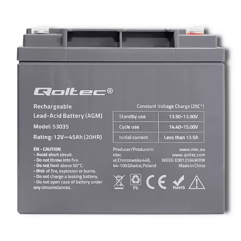 Qoltec 53035 Bateria AGM 12V 45Ah 540A