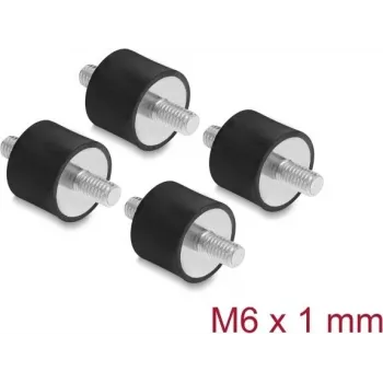 Delock Amortecedores de Vibração M6 x 1 mm D 20 x H 15 mm com 2 x Rosca Externa 4 Unid. Preto (60814)