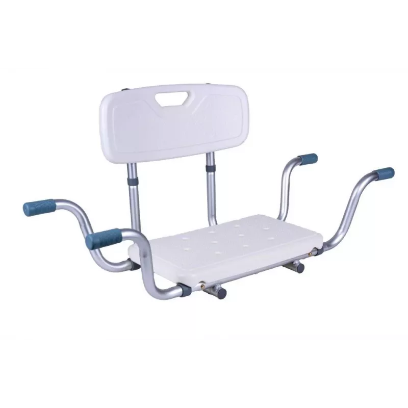 ANTAR Banco de Banho Embutido com Encosto AT51032 - Banco de Duche Dobrável de Parede, Branco & Prateado, Capacidade 120 kg