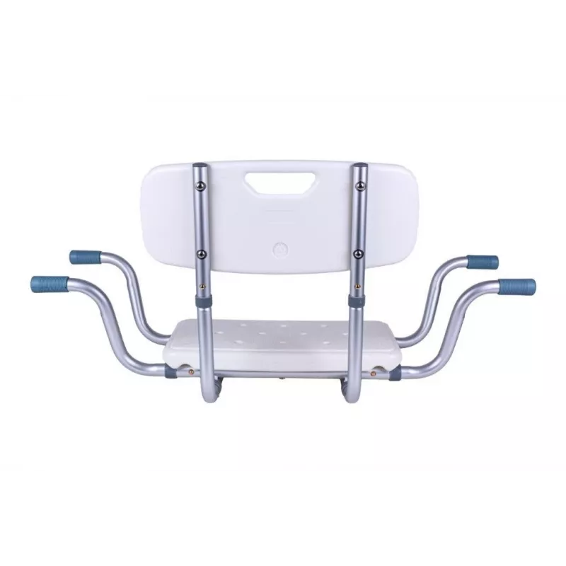 ANTAR Banco de Banho Embutido com Encosto AT51032 - Banco de Duche Dobrável de Parede, Branco & Prateado, Capacidade 120 kg