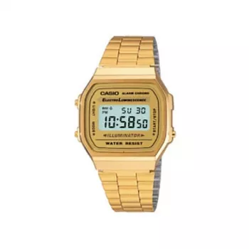 Casio A168WG-9WDF Relógio Digital Vintage Unissexo com Bracelete de Aço Inoxidável, Dourado