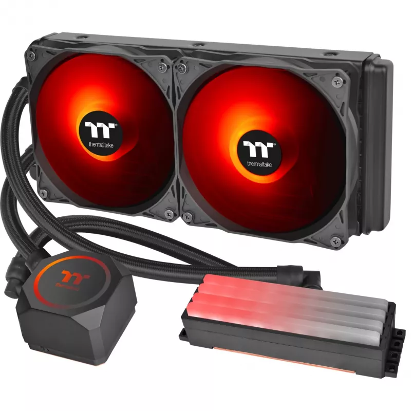 Thermaltake Floe RC 240 Refrigeração líquida all-in-one para CPU com bloco de água RAM integrado, radiador 240mm, 2x ventoinhas ARGB PWM 120mm, Intel/AMD