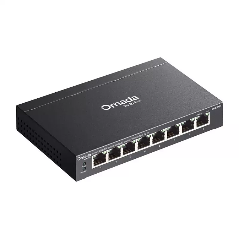 TP-Link Omada ES208GP Switch PoE+ 8 portas Gigabit Smart Managed com orçamento PoE de 61W