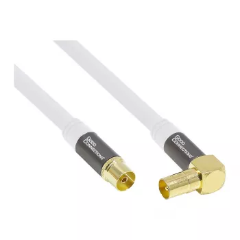 Good Connections Cabo de antena SAT SmartFLEX, ficha angular IEC/Coax para conector fêmea, banhado a ouro, blindagem quádrupla, 120 dB, branco, 2 m (GC-M2063)