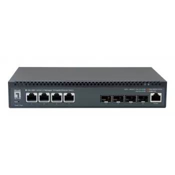 LevelOne Switch gerido L3 10 Gigabit 8 portas, 4 x 1G/2.5G/5G/10G RJ45, 4 x 1G/2.5G/5G/10G SFP+ Uplinks