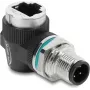 Delock Adaptador M12 codificação D 4 pinos Macho para conector fêmea RJ45 Caixa de montagem redonda 90° angular (90664)