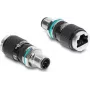 Delock Adaptador M12 codificação D 4 pinos Macho para conector fêmea RJ45 Montagem em painel reto