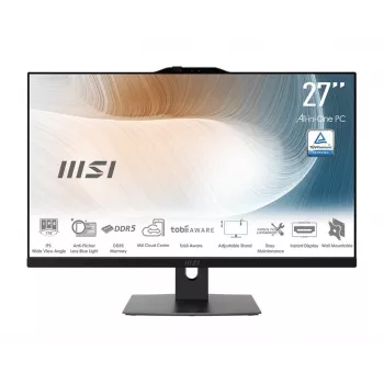 MSI Modern AM272P 1M-855EU All-in-One PC, 27 polegadas FHD IPS, Intel Core 5 120U, 16GB DDR5, 512GB SSD, Windows 11 Pro, Preto