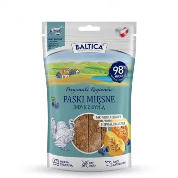 BALTICA Przysmaki Regionów Tiras de carne de peru com abóbora – Petiscos para cães – 90 g