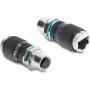 Delock Adaptador M12 codificação D 4 pinos Fêmea para conector fêmea RJ45 Montagem em painel redonda reta