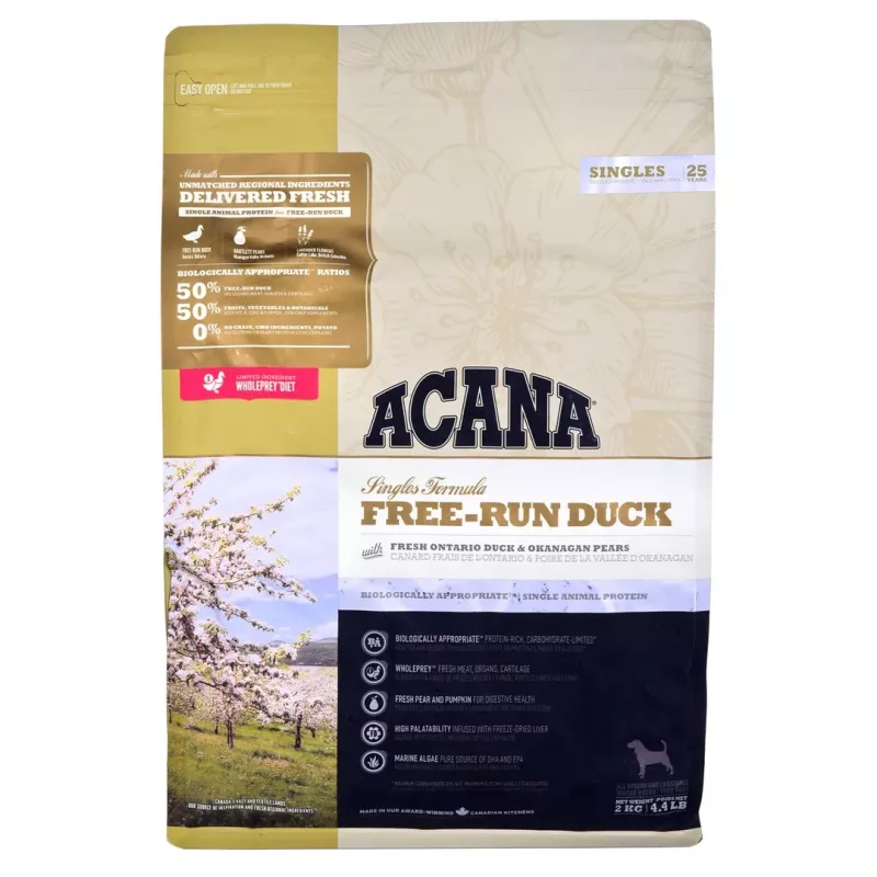 ACANA Singles Free-Run Duck Ração seca para cães, 2 kg