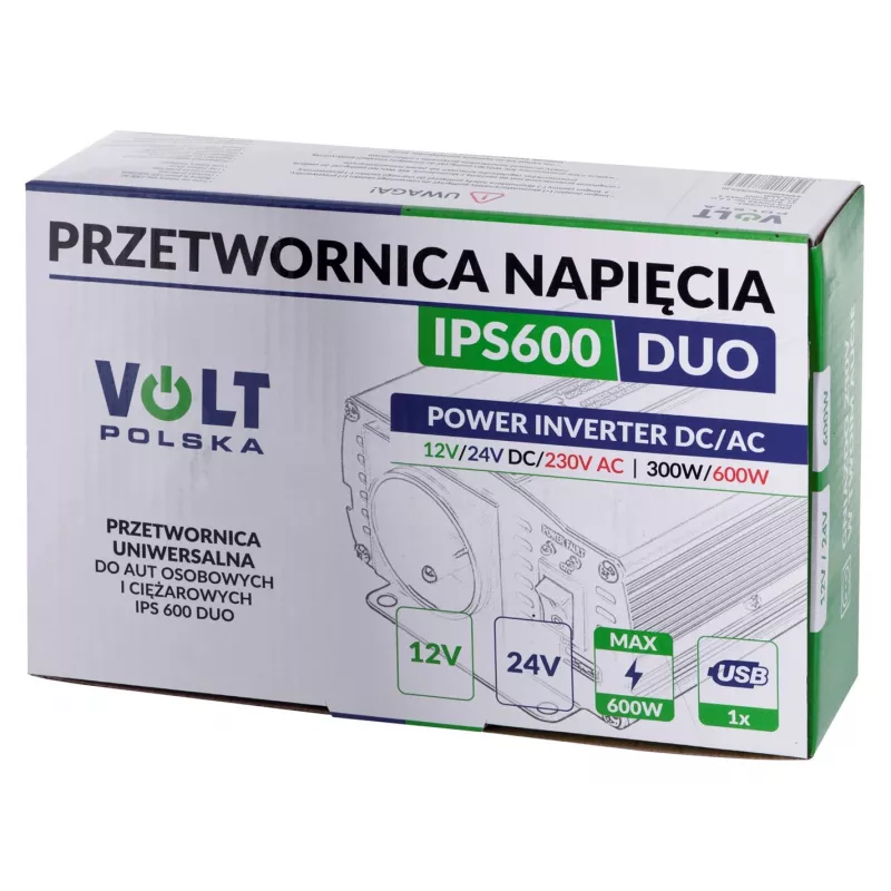 Volt Polska IPS-600 DUO conversor de 12/24V para 230V 300/600 W