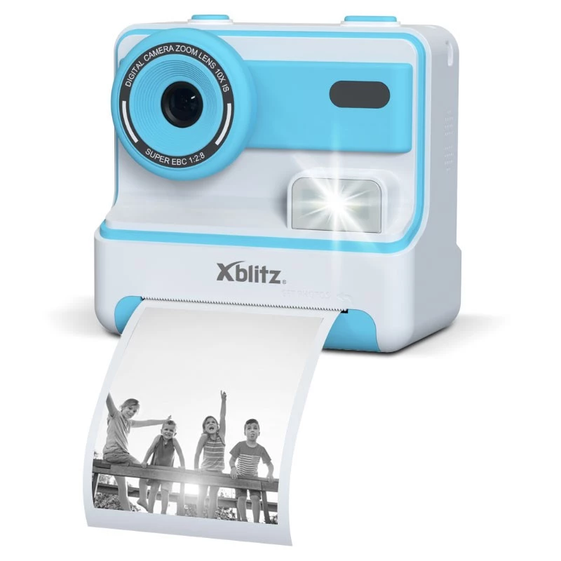 XBLITZ FLASH BLUE Máquina fotográfica instantânea com impressora térmica para crianças