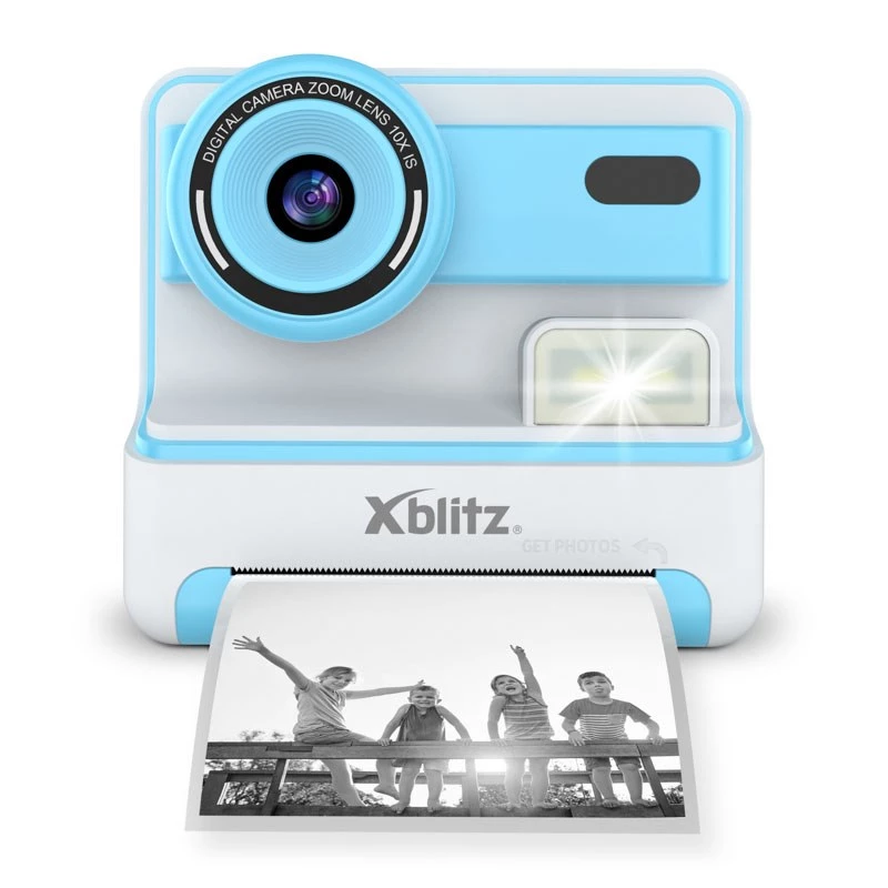 XBLITZ FLASH BLUE Máquina fotográfica instantânea com impressora térmica para crianças