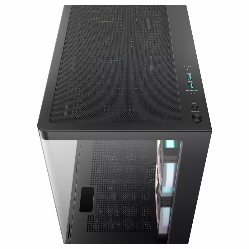 DeepCool CG380U Caixa Mid-Tower, vidro temperado, 3x ventoinhas ARGB 120mm, preto