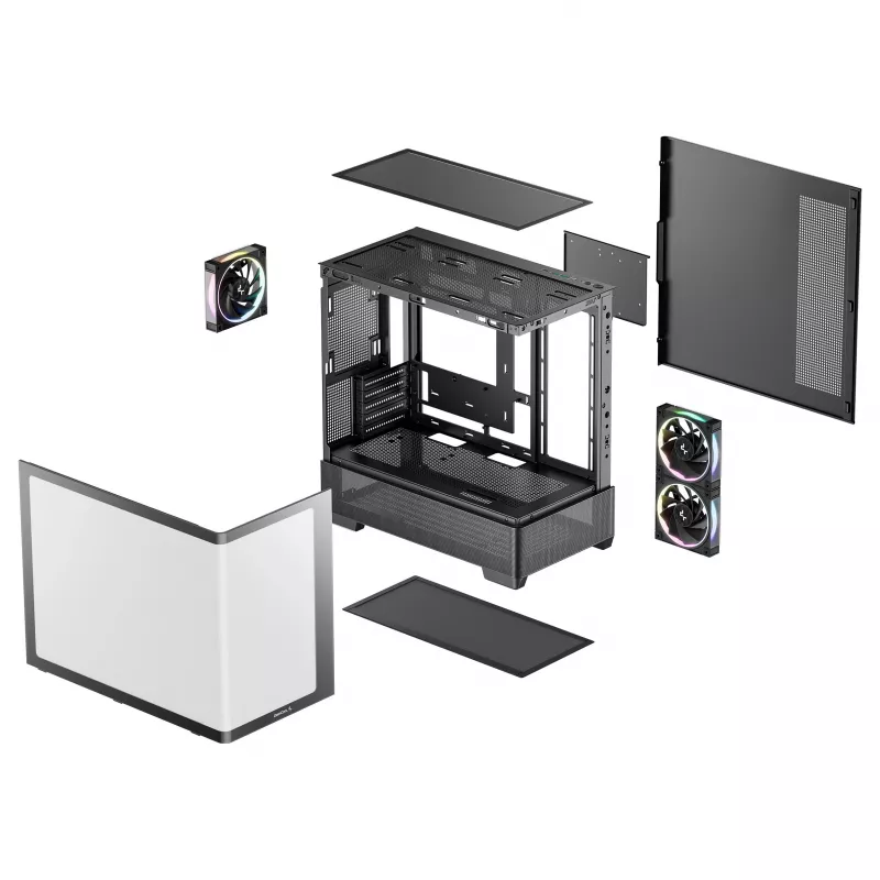 DeepCool CG380U Caixa Mid-Tower, vidro temperado, 3x ventoinhas ARGB 120mm, preto