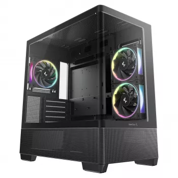 DeepCool CG380U Caixa Mid-Tower, vidro temperado, 3x ventoinhas ARGB 120mm, preto