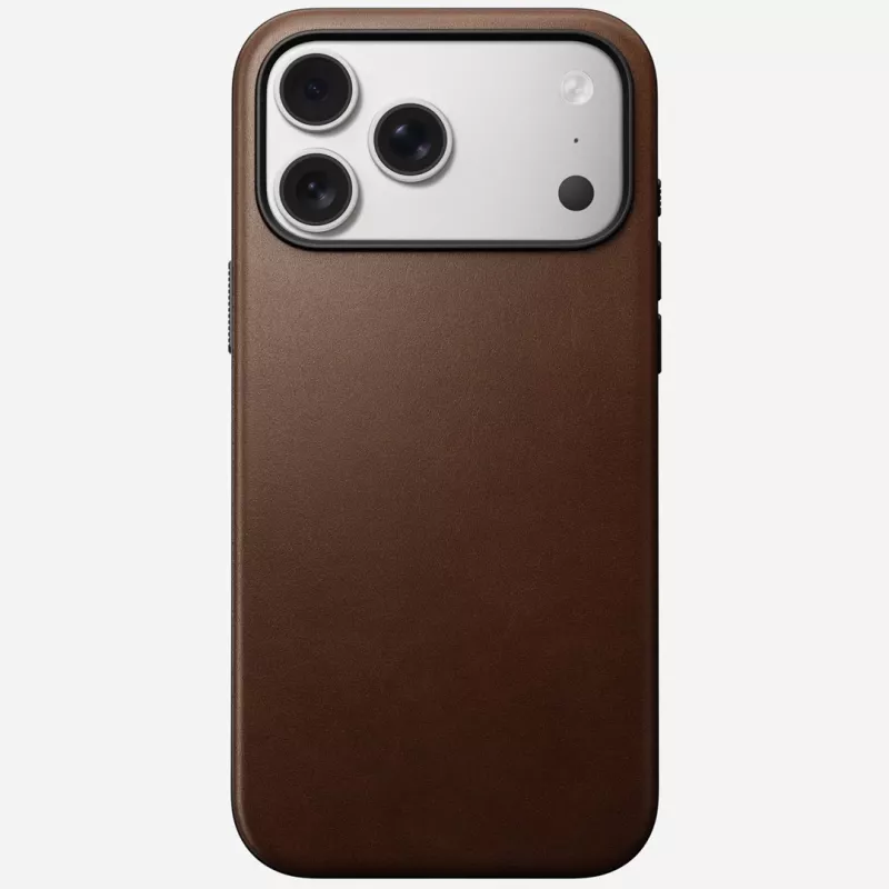 NOMAD Capa Modern Leather para iPhone 17 Pro Max, pele Horween, Rustic Brown, compatível com MagSafe