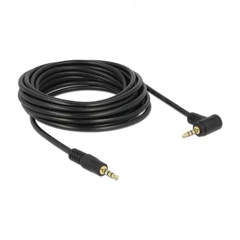 Delock Cabo de áudio jack estéreo 3,5 mm 4 pinos, macho para macho, angular, 5 m, preto