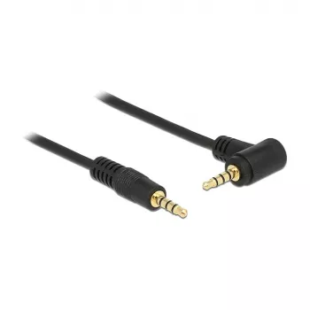 Delock Cabo de áudio jack estéreo 3,5 mm 4 pinos, macho para macho, angular, 5 m, preto