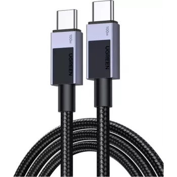 UGREEN L513 Cabo USB-C para USB-C 240W PD3.1 480Mbps Nylon entrançado Caixa de alumínio Abraçadeira 3m Cinzento (45065)