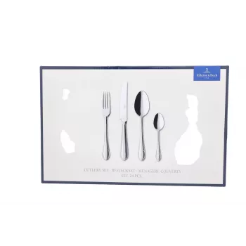 Villeroy & Boch Mademoiselle Conjunto de talheres 24 peças, aço inoxidável 18/10, polido, apto para máquina de lavar loiça, 6 serviços