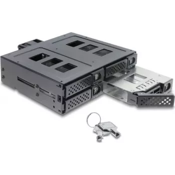 Delock estrutura de montagem de 5,25 polegadas para 4 HDD/SSD SATA ou SAS de 2,5 polegadas com fechadura