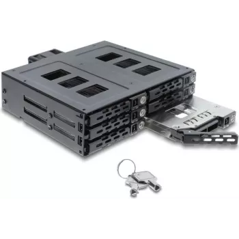 Delock Baía amovível de 5,25 polegadas para 6 x 2,5 polegadas SATA ou SAS HDD / SSD com fecho
