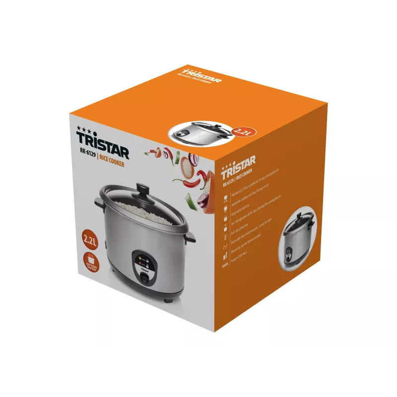 Tristar RK-6129 Panela de arroz 2,2 L Aço inoxidável 900 W