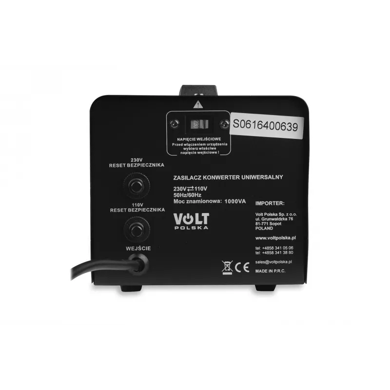 VOLT POLSKA VP 1000 230VAC/110VAC Transformador de tensão 1000VA