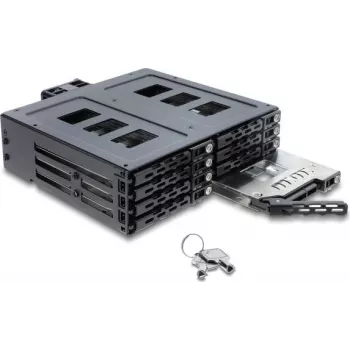 Delock Baía amovível de 5,25 polegadas para 8 x 2,5 polegadas SATA ou SAS HDD / SSD com fecho