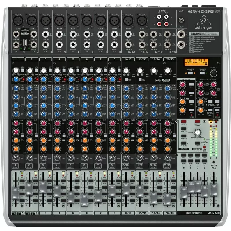 Misturadora analógica Behringer QX2442USB 24 entradas 4/2 bus com interface USB e FX