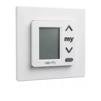 Temporizador digital SOMFY Chronis Uno 50 para estores e persianas, 50x50mm, Branco puro (RAL 9010), 230V