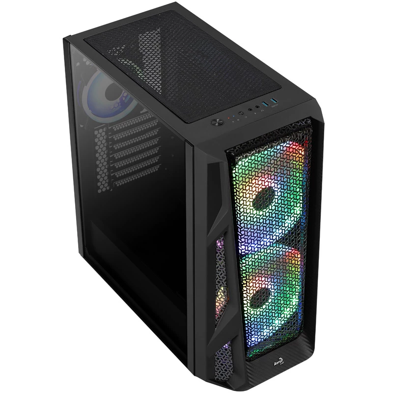 Aerocool AirHawk Duo Midi-Tower, Vidro Temperado - Black